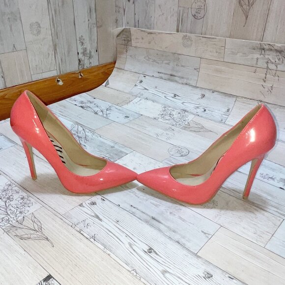 Guilty Soles Shiny Coral Stilettos - Picture 3 of 5